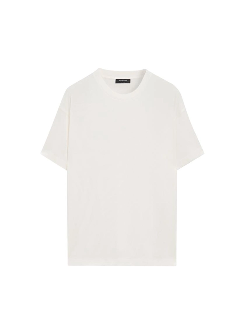 Широкая футболка из хлопкового смесового материала с короткими рукавами