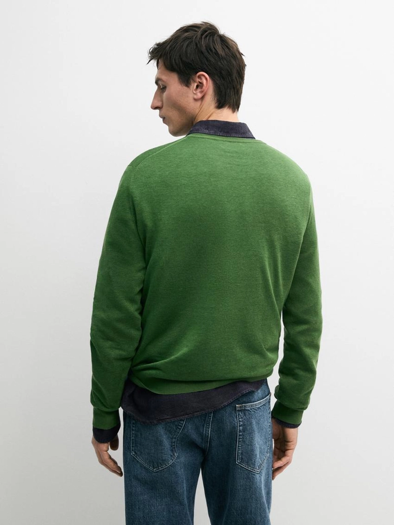 Джемпер из льняно-кашемирового трикотажа с округлым вырезом