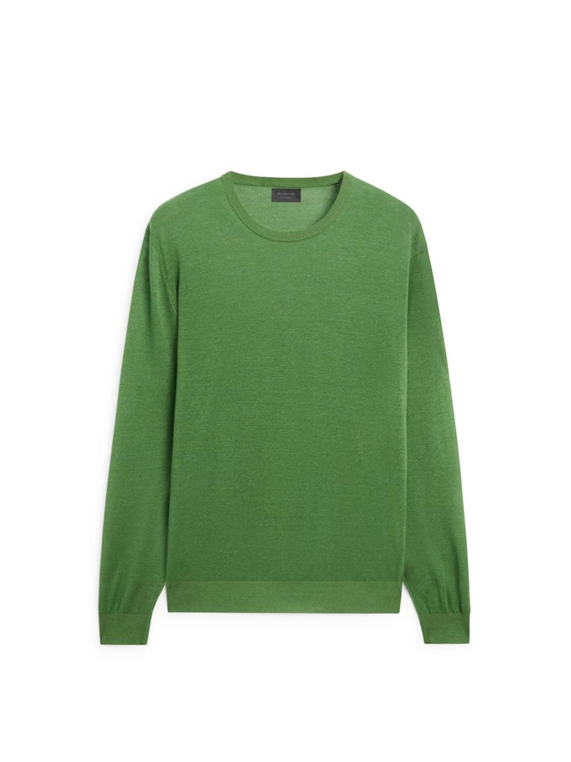 Джемпер из льняно-кашемирового трикотажа с округлым вырезом