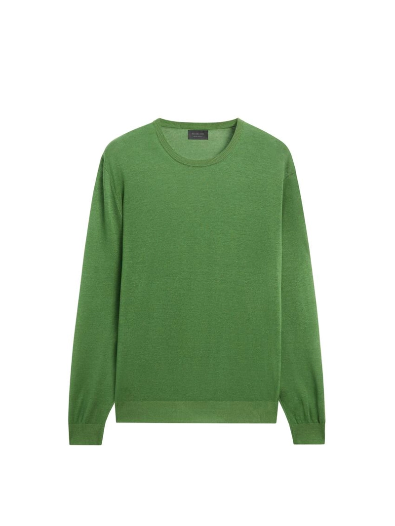 Джемпер из льняно-кашемирового трикотажа с округлым вырезом