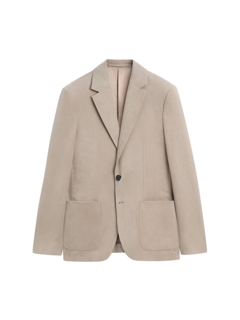 Пиджак из льна с приталенным кроем и деталями карманов