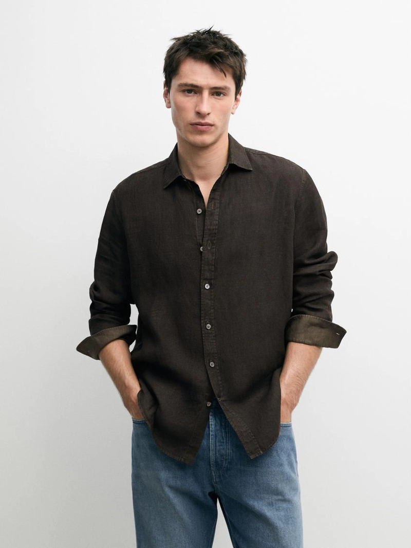 Рубашка свободного кроя из 100% льна