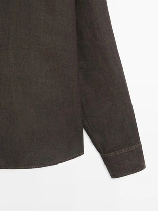 Рубашка свободного кроя из 100% льна- Заказать в России