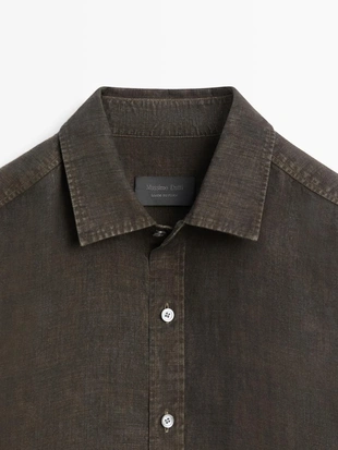 Рубашка свободного кроя из 100% льна- Заказать в России