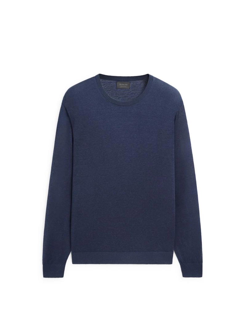 Свитер из льняно-кешмирной пряжи с круглым вырезом