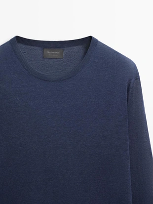 Свитер из льняно-кешмирной пряжи с круглым вырезом- Заказать в России