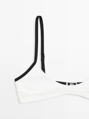 Топ бикини с контрастным текстурным узором- Заказать в России