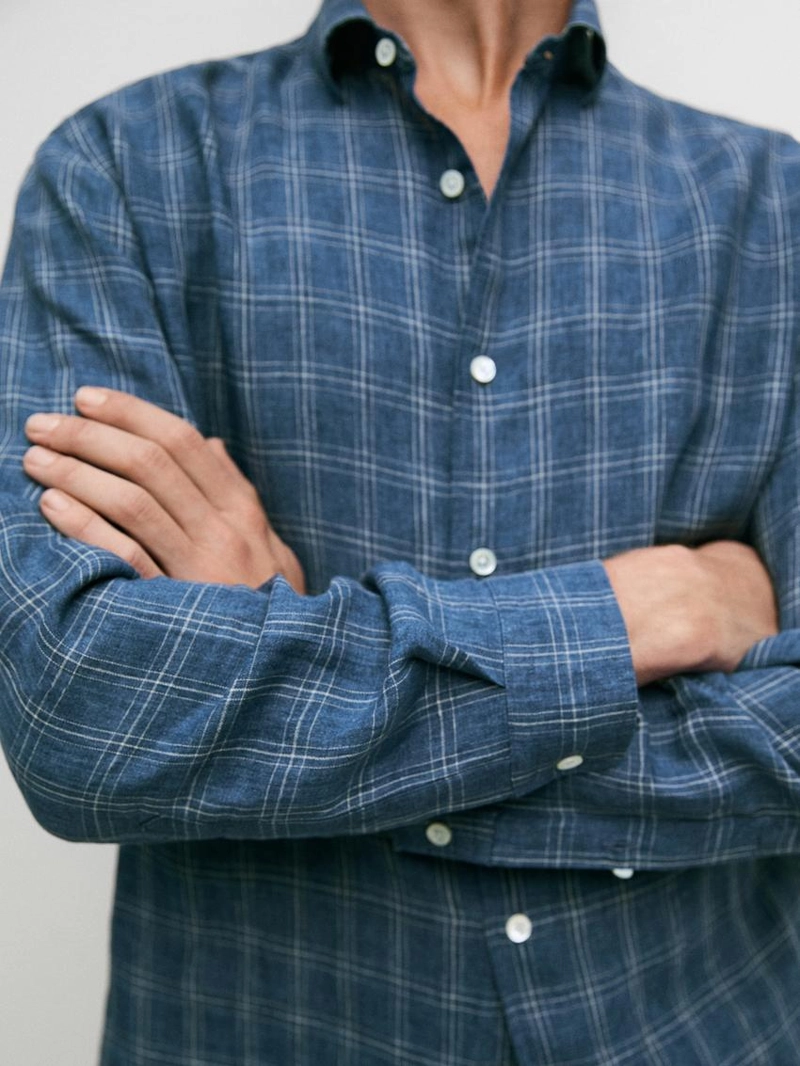 Рубашка из 100% льна в клетку