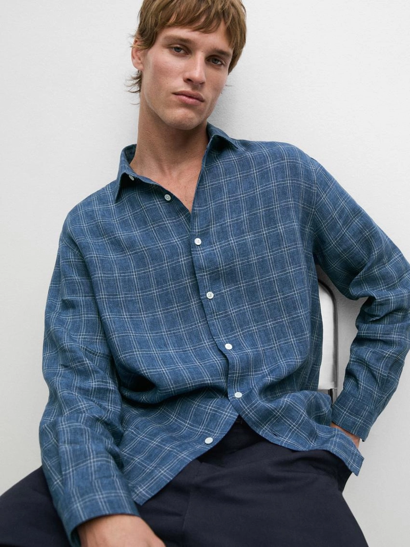 Рубашка из 100% льна в клетку