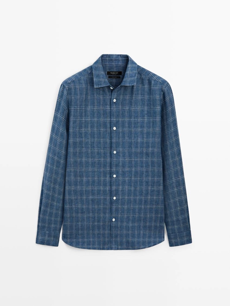 Рубашка из 100% льна в клетку