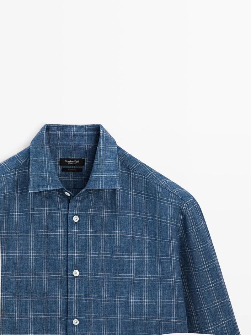 Рубашка из 100% льна в клетку