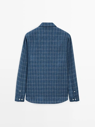 Рубашка из 100% льна в клетку- Заказать в России