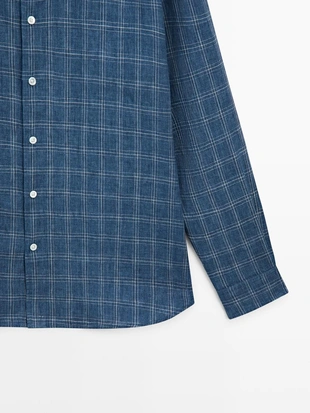 Рубашка из 100% льна в клетку- Заказать в России