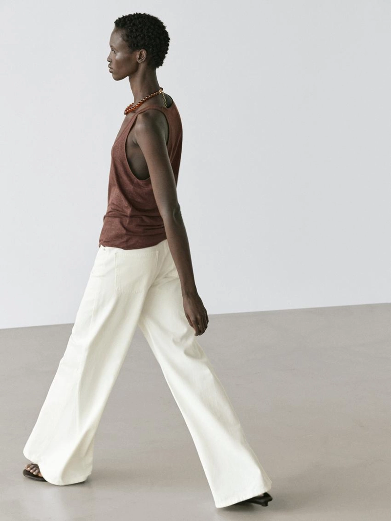 Топ на бретельках из 100% льна