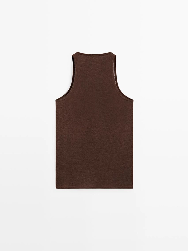 Топ на бретельках из 100% льна