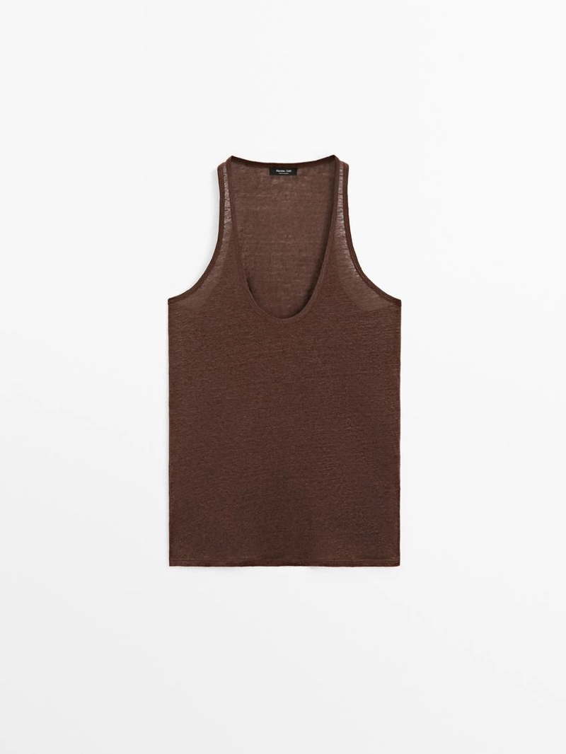 Топ на бретельках из 100% льна