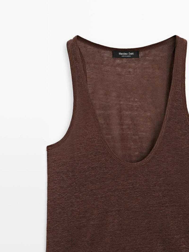 Топ на бретельках из 100% льна