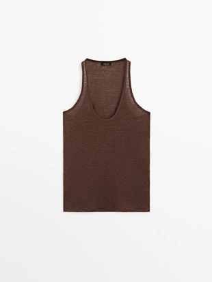 Топ на бретельках из 100% льна- Заказать в России