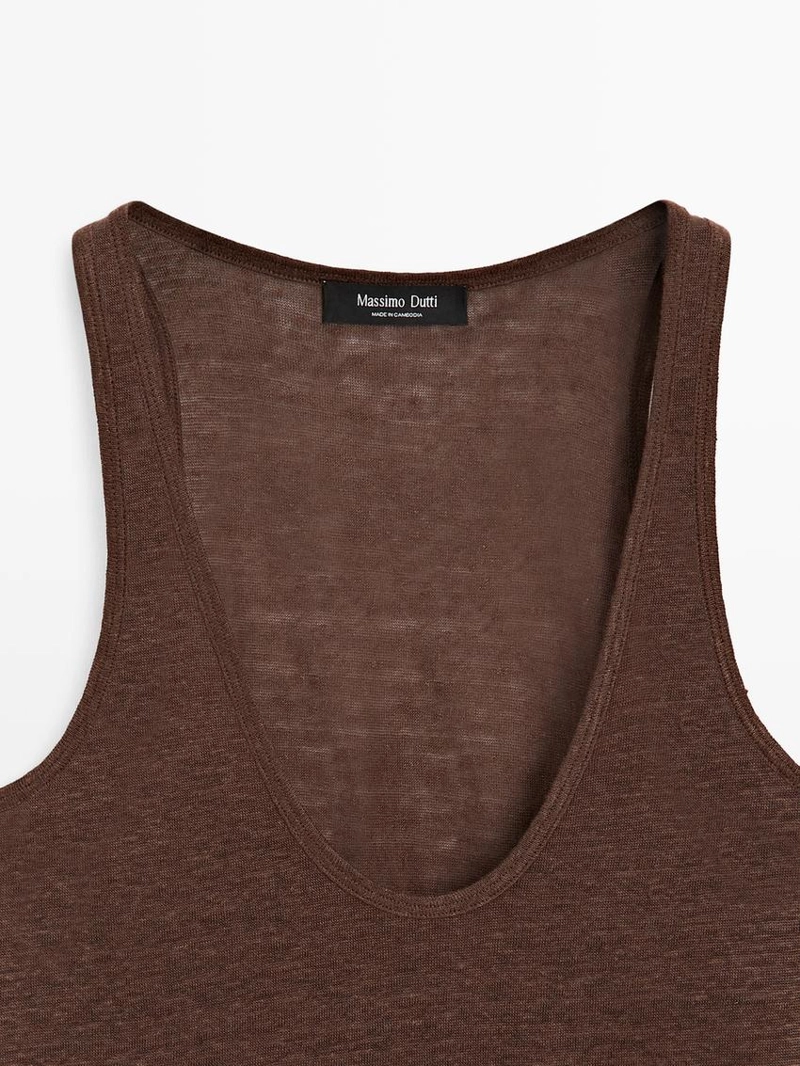 Топ на бретельках из 100% льна