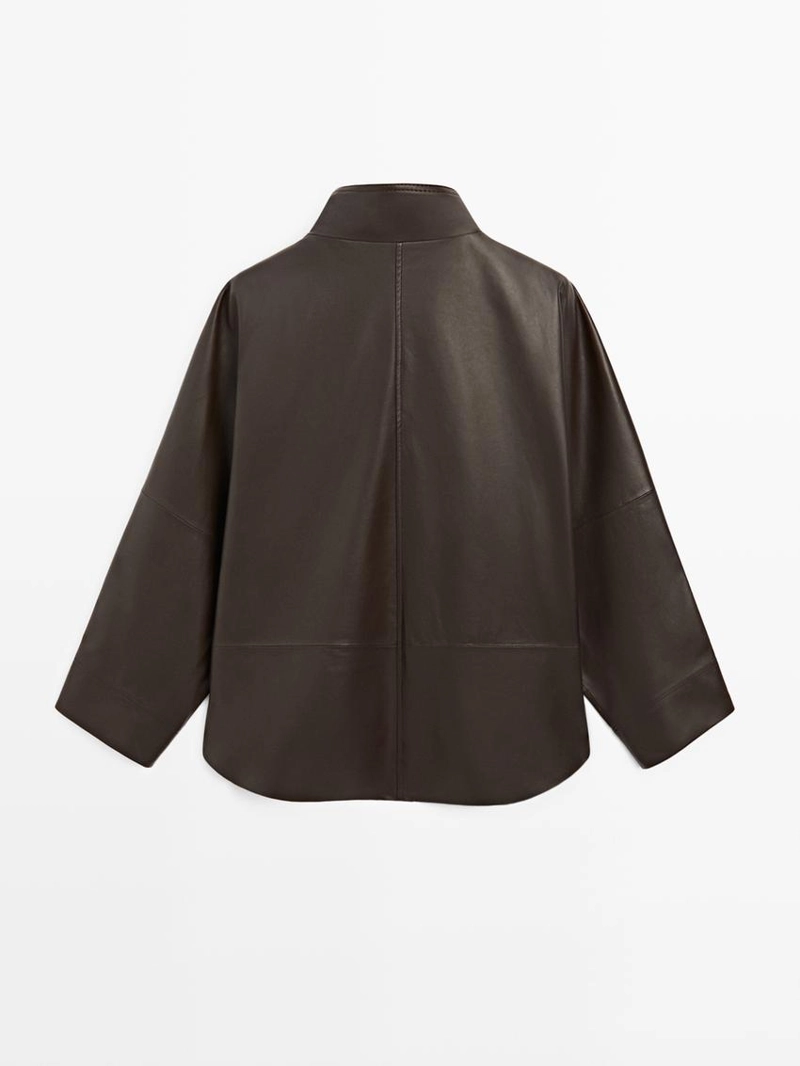 Плащ из овечьей кожи с отделкой наппа и карманами