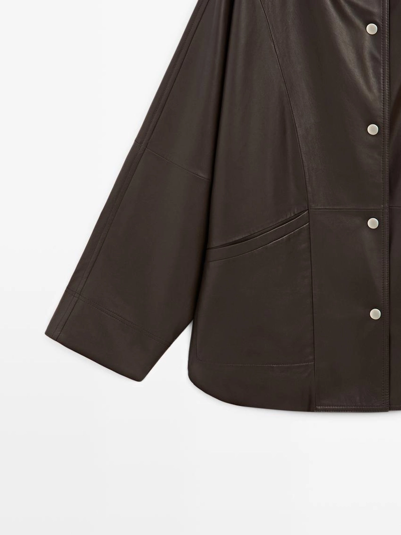 Плащ из овечьей кожи с отделкой наппа и карманами