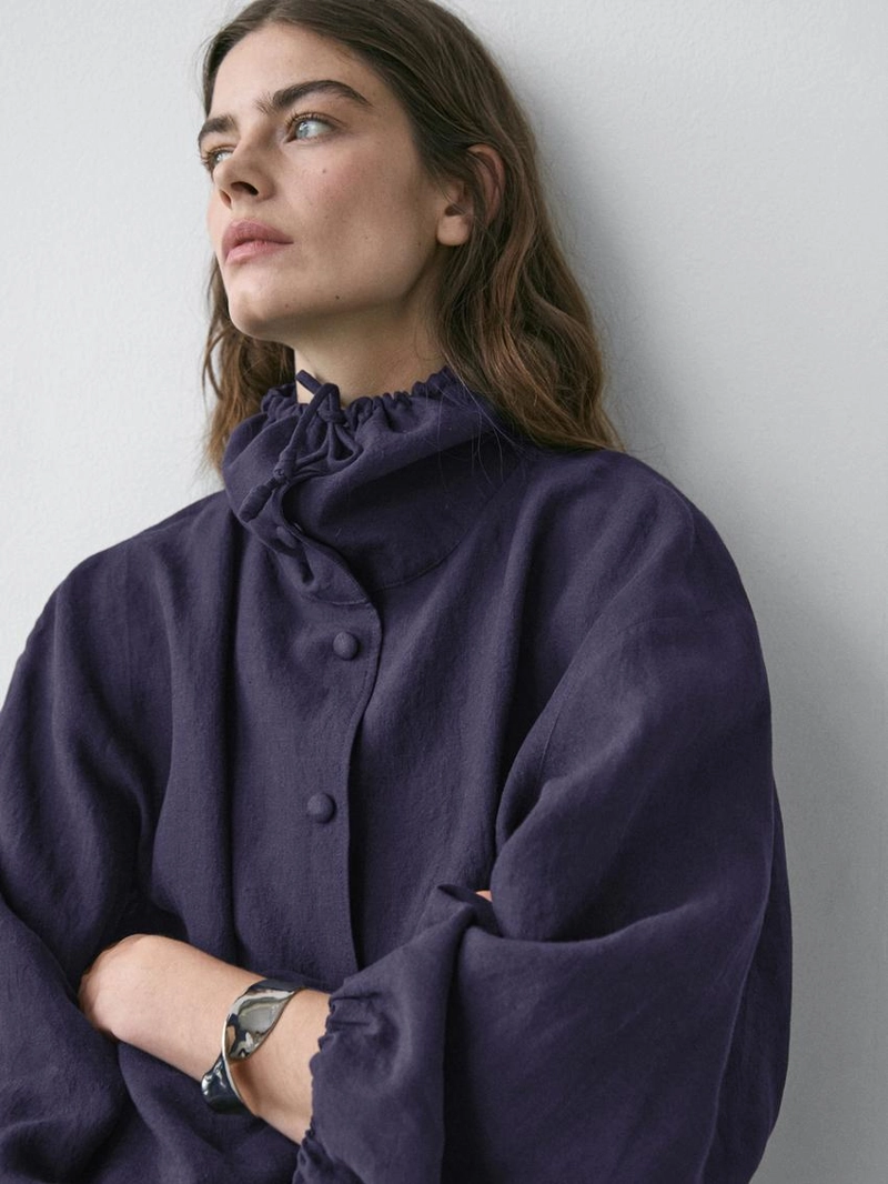 Бомбер из 100% льна с воротником