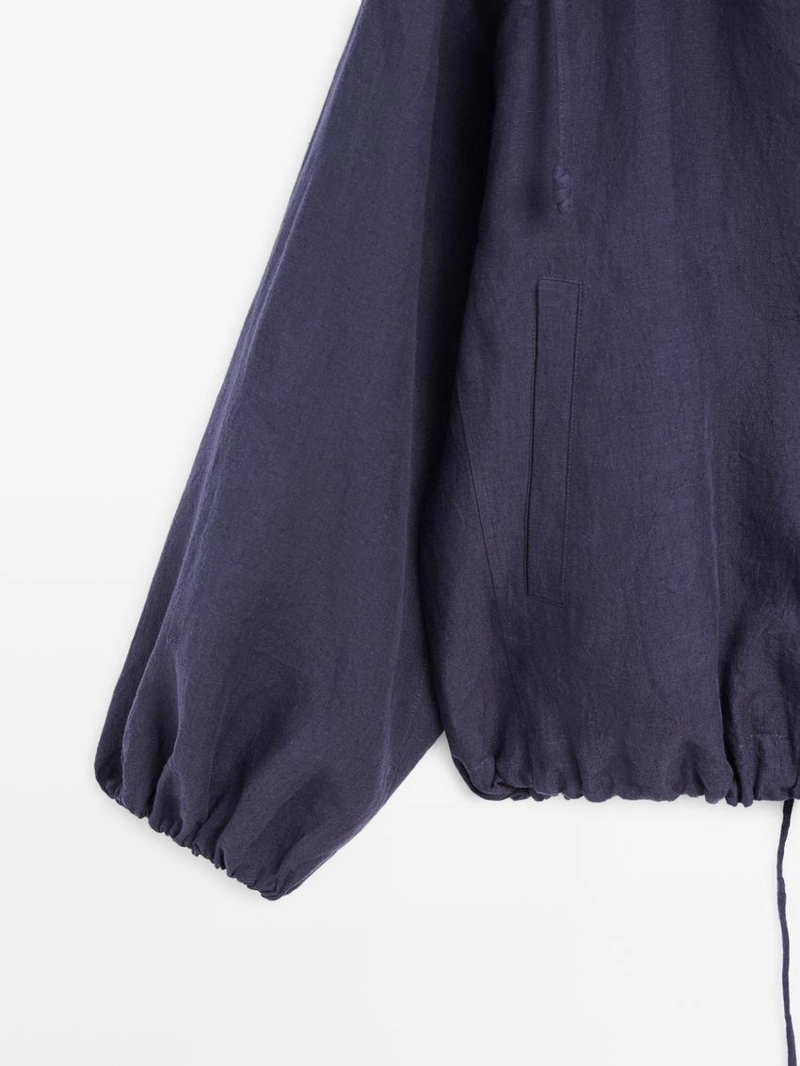 Бомбер из 100% льна с воротником