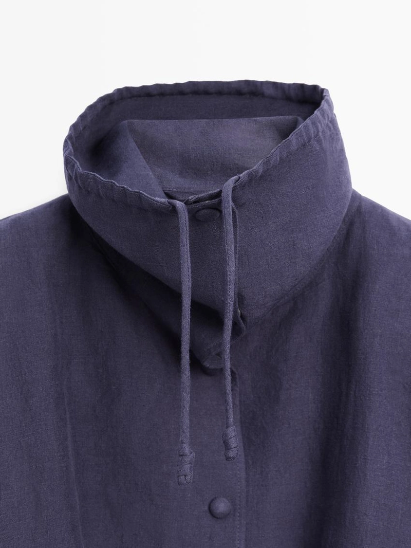 Бомбер из 100% льна с воротником