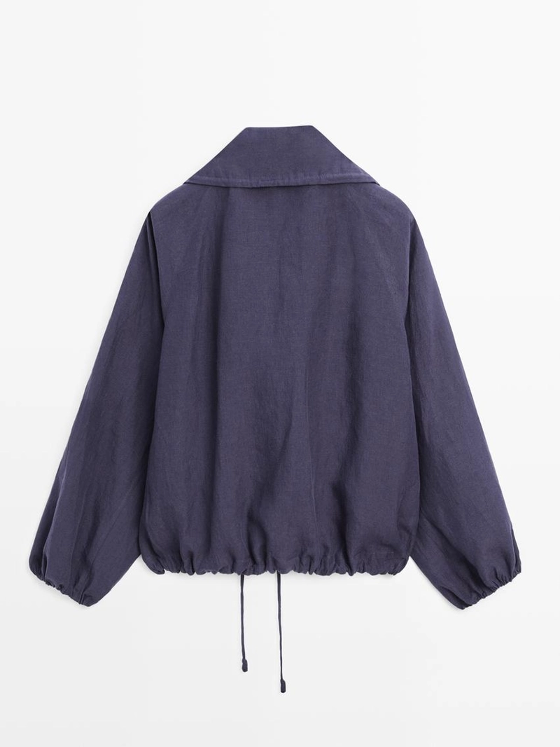 Бомбер из 100% льна с воротником