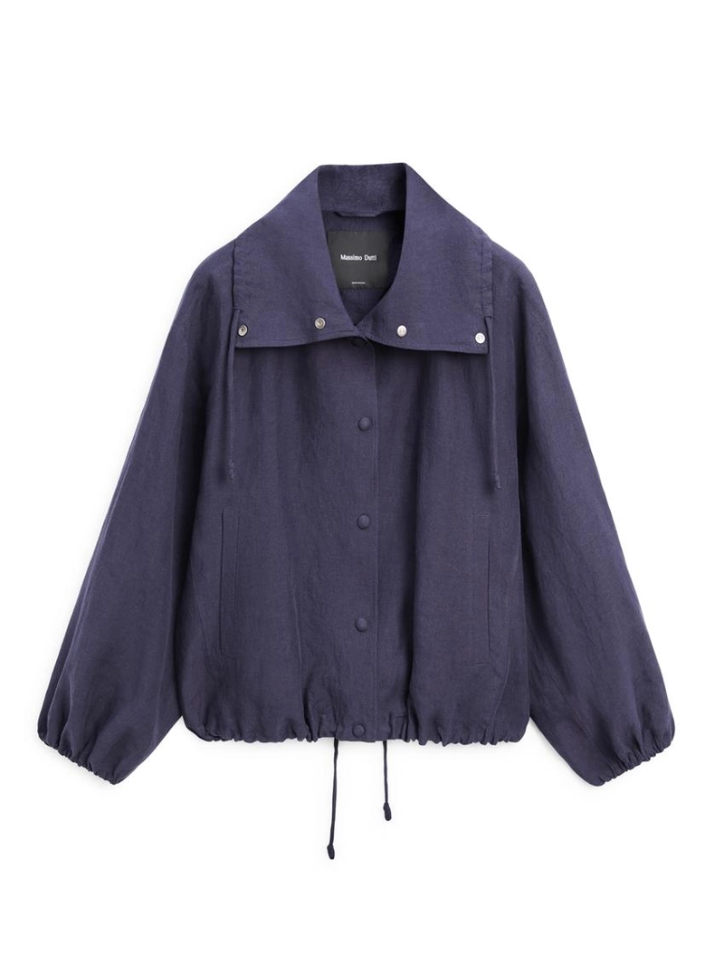 Бомбер из 100% льна с воротником