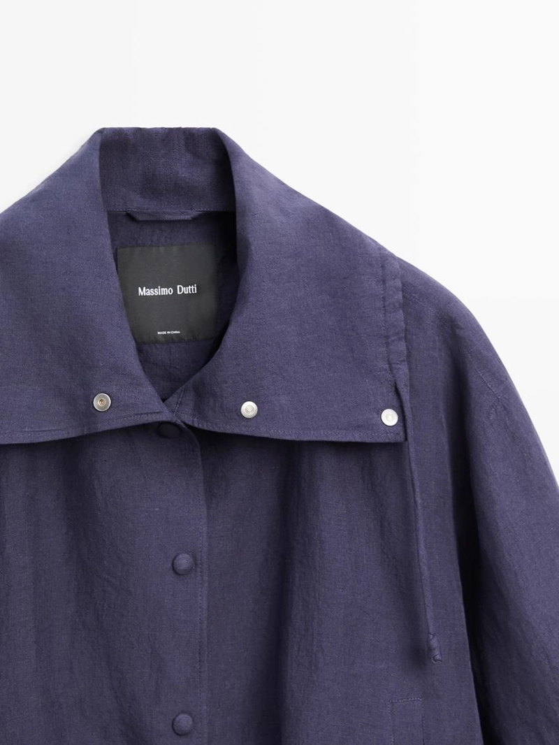 Бомбер из 100% льна с воротником