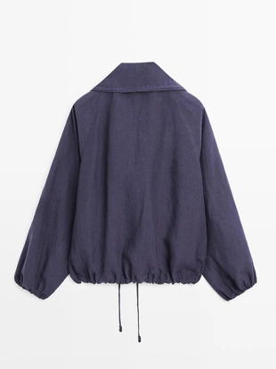 Бомбер из 100% льна с воротником- Заказать в России