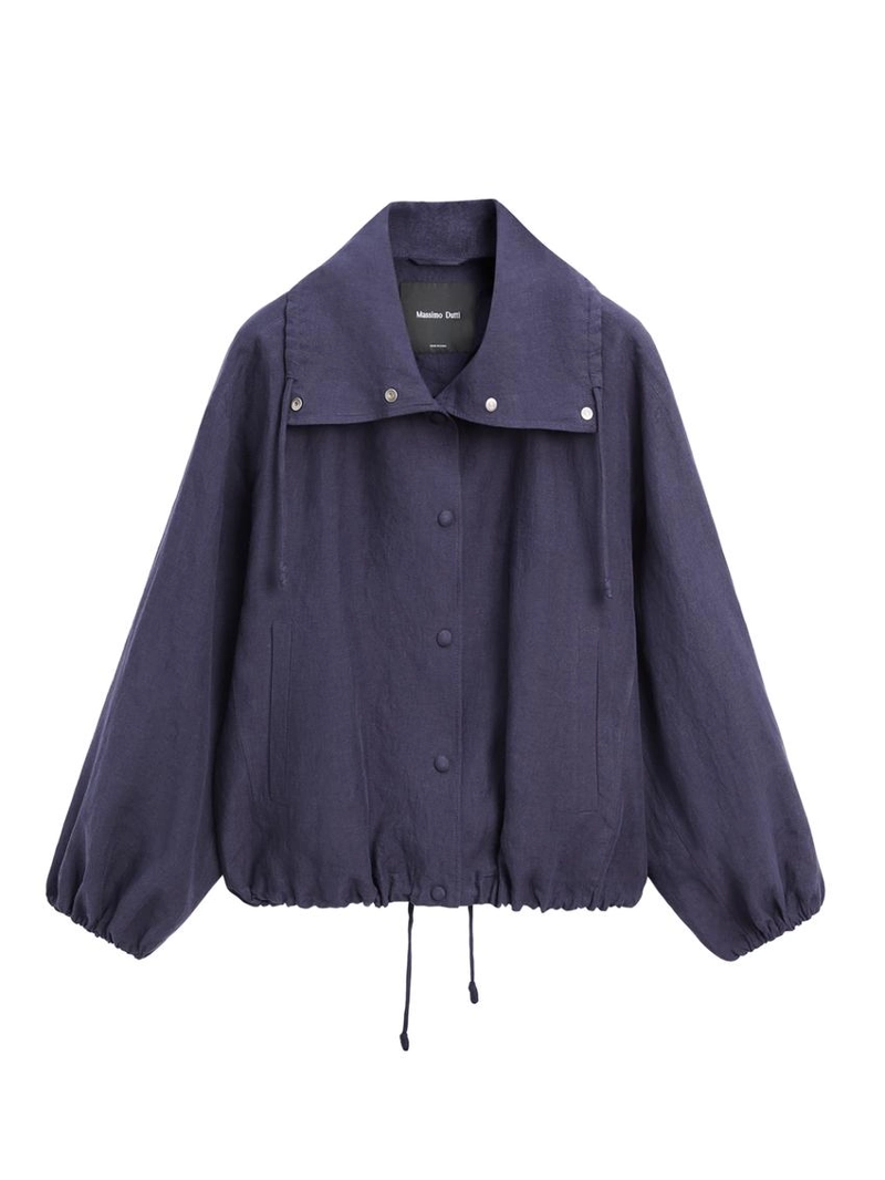 Бомбер из 100% льна с воротником