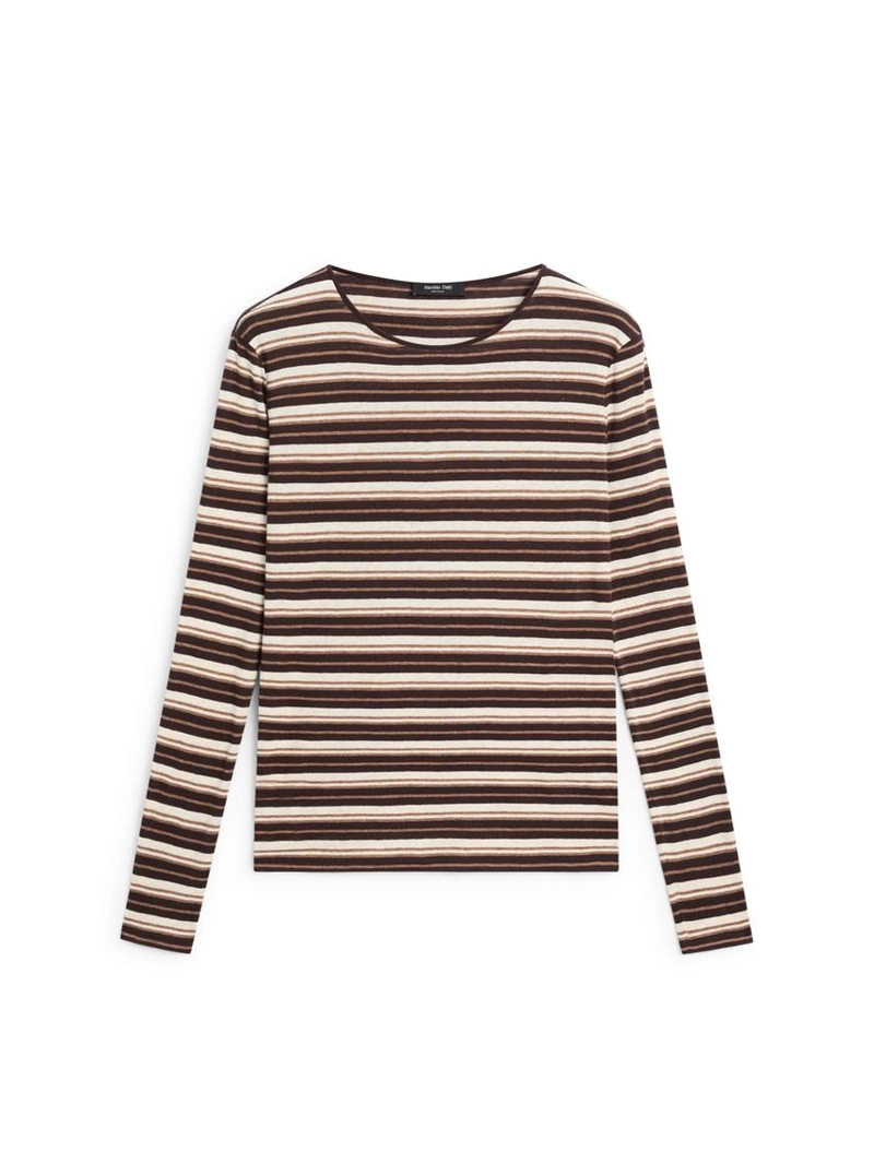 Футболка с длинным рукавом в полоску из смесового хлопка