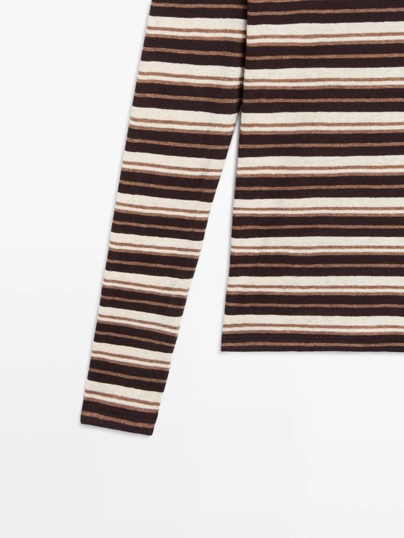 Футболка с длинным рукавом в полоску из смесового хлопка
