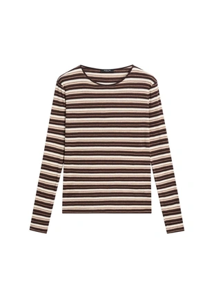 Футболка с длинным рукавом в полоску из смесового хлопка- Заказать в России