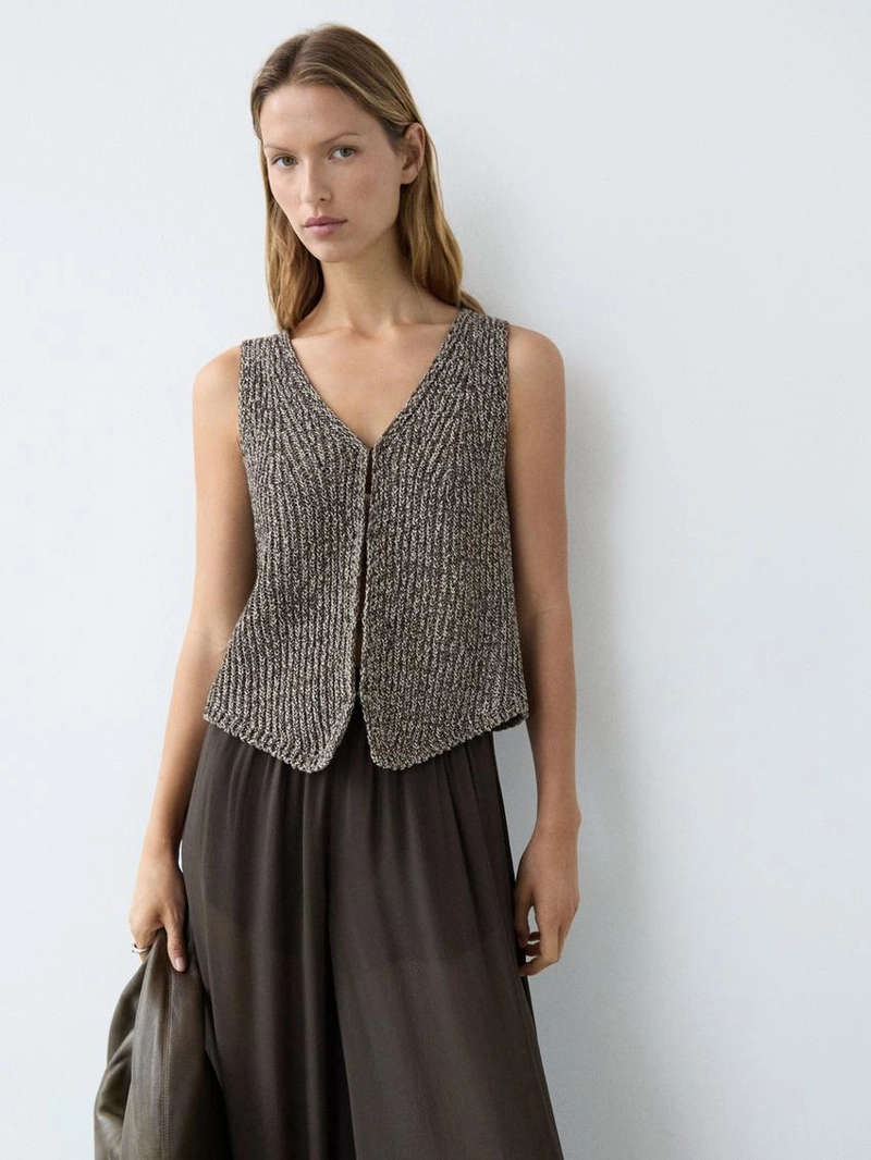 Жилет из хлопковой смеси с v-образным вырезом