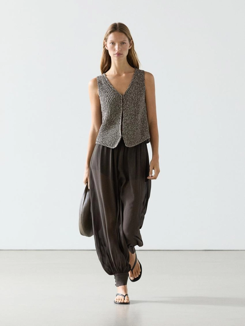 Жилет из хлопковой смеси с v-образным вырезом