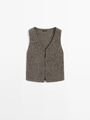 Жилет из хлопковой смеси с v-образным вырезом- Заказать в России