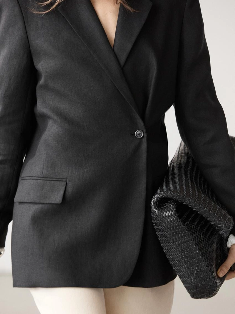 Льняной пиджак с перекрестной застежкой