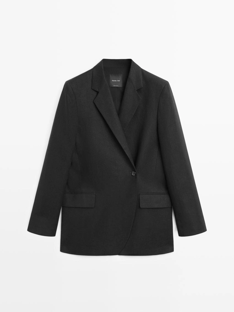 Льняной пиджак с перекрестной застежкой