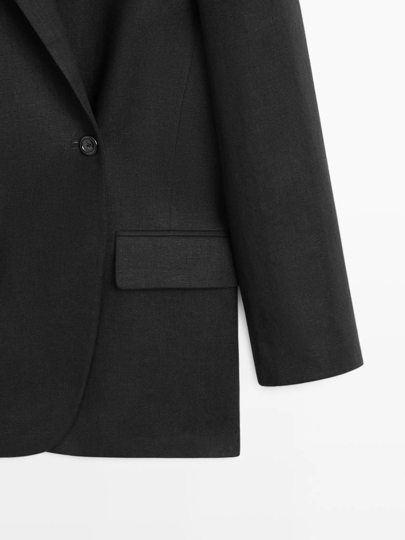 Льняной пиджак с перекрестной застежкой