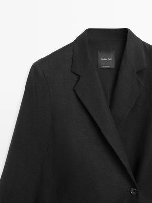 Льняной пиджак с перекрестной застежкой- Заказать в России