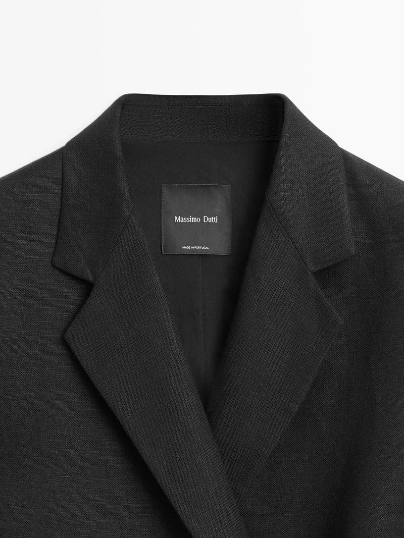 Льняной пиджак с перекрестной застежкой