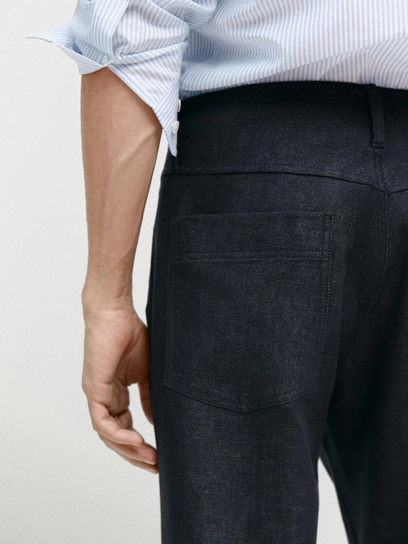 Джинсы из хлопка и льна с зауженным кроем