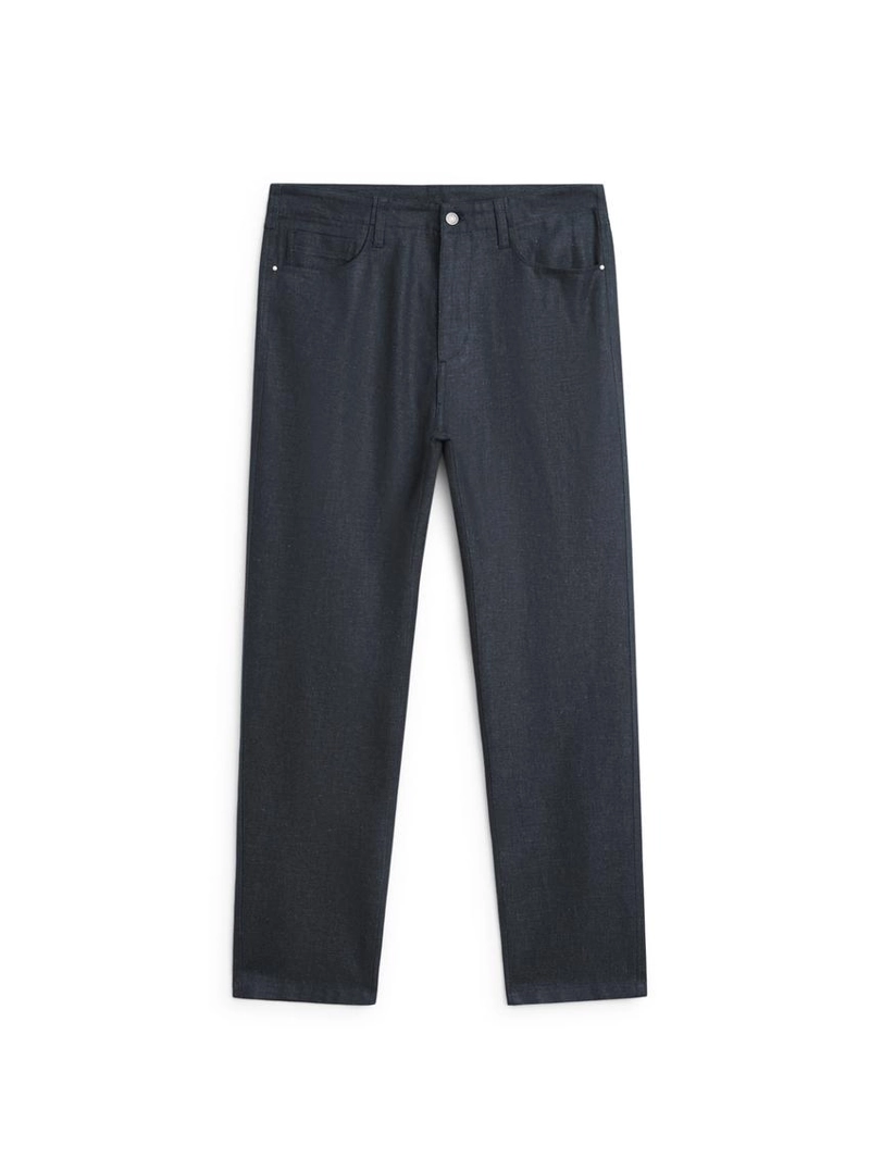 Джинсы из хлопка и льна с зауженным кроем