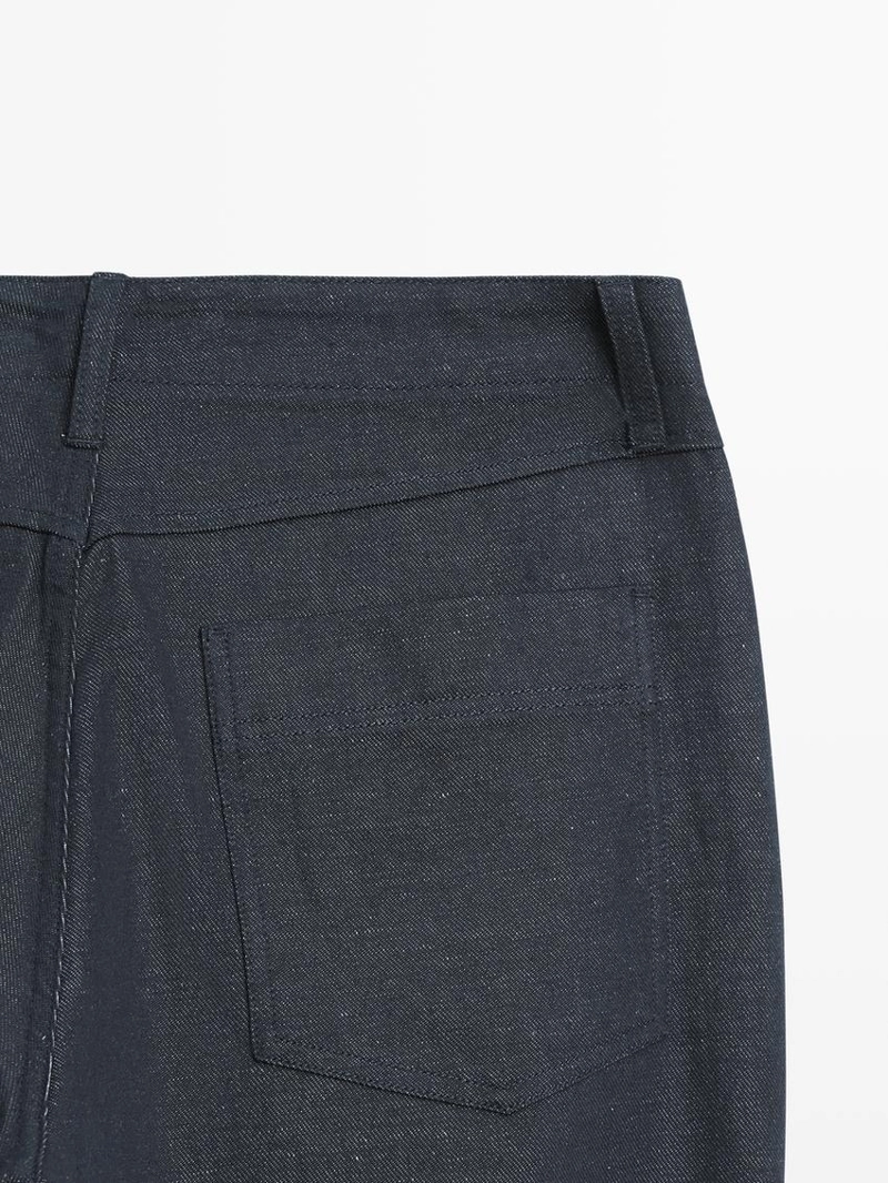 Джинсы из хлопка и льна с зауженным кроем