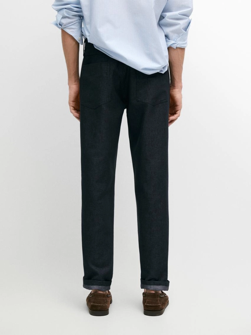 Джинсы из хлопка и льна с зауженным кроем