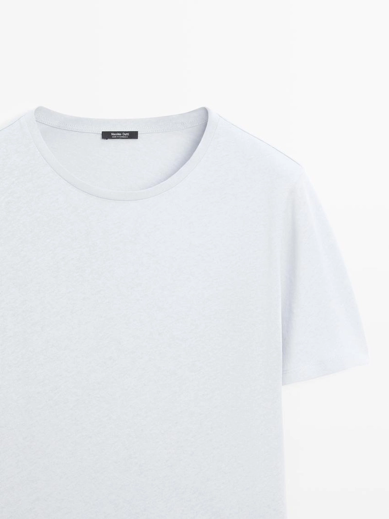 Футболка с короткими рукавами из льняной смеси