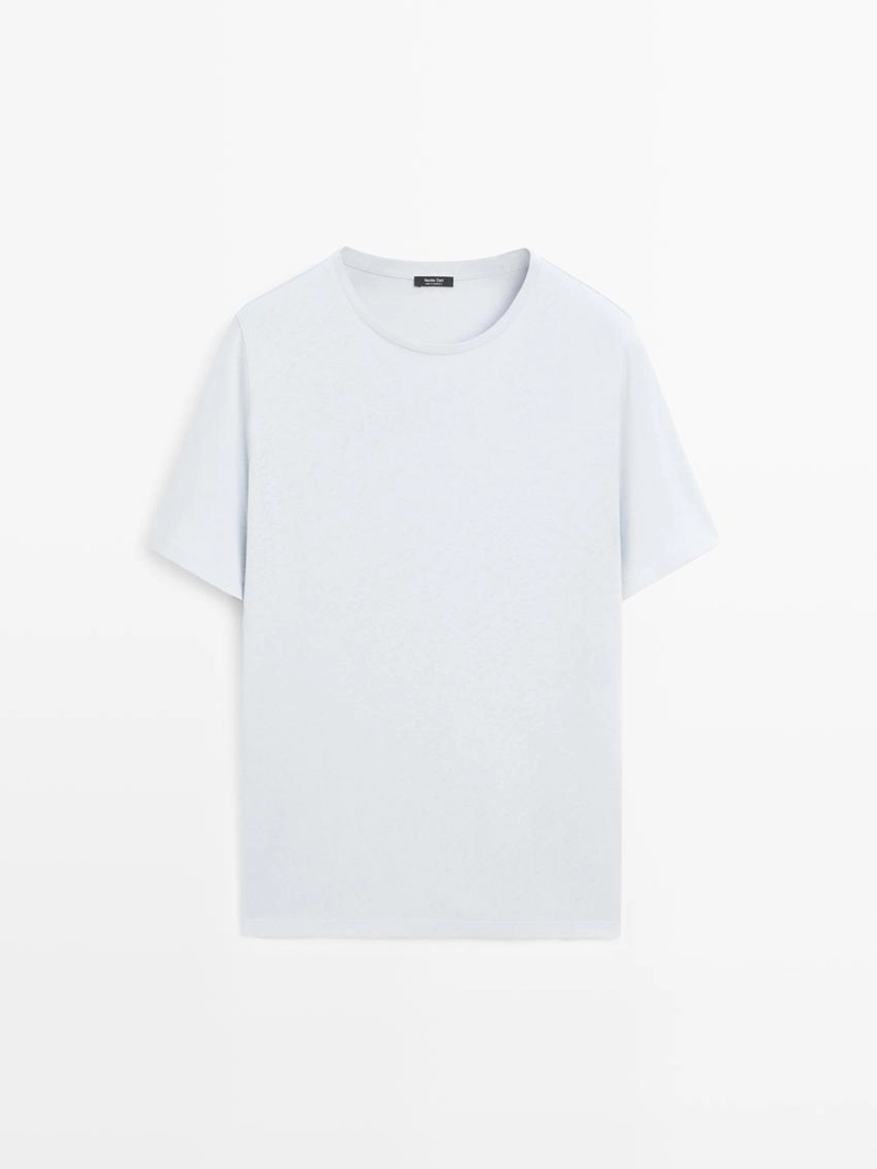 Футболка с короткими рукавами из льняной смеси